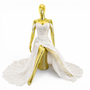 Gold Seated Female Mannequin with 45cm Stool and Movable Arms