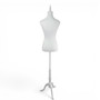 White Female Mannequin Torso with White Wooden Tripod Stand