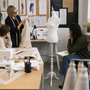 White Female Mannequin Torso with White Wooden Tripod Stand