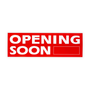 Opening Soon Poster 100cm x 35cm Red Retail Shop Window Sign, printed product shown on a white background