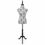Black Floral Female Mannequin Torso with Adjustable Tripod Stand