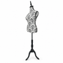 Black Floral Female Mannequin Torso with Adjustable Tripod Stand