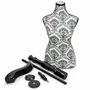 Black Floral Female Mannequin Torso with Adjustable Tripod Stand