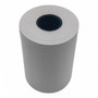Single plain white thermal till roll shown upright from above, with the dark cardboard core visible.