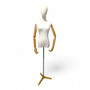 Luxury Female Dress Form with Wood Arms–Gold Stand, Adjustable, Tailor Mannequin