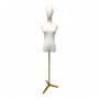 Luxury Female Dress Form with Wood Arms–Gold Stand, Adjustable, Tailor Mannequin