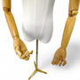 Luxury Female Dress Form with Wood Arms–Gold Stand, Adjustable, Tailor Mannequin