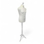Male Tailors Mannequin Bust – Adjustable Dress Form, White Wood Base, UK Size 40