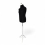 Male Tailors Mannequin Bust–Adjustable Dress Form,White Wood Base,UK Size 40 BLK