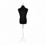 Male Tailors Mannequin Bust–Adjustable Dress Form,White Wood Base,UK Size 40 BLK