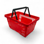 22L Red Plastic Shopping Basket, close product view on a white background