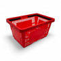 22L Red Plastic Shopping Basket – HDPE, Foldable Handles, Stackable Retail Use