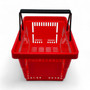 22L Red Plastic Shopping Basket – HDPE, Foldable Handles, Stackable Retail Use