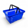 22L Blue Plastic Shopping Basket –HDPE, Foldable Handles, Stackable Retail Use
