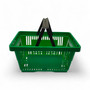 22L Green Plastic Shopping Basket –HDPE, Foldable Handles, Stackable Retail Use