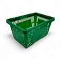 22L Green Plastic Shopping Basket –HDPE, Foldable Handles, Stackable Retail Use