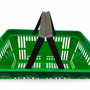 22L Green Plastic Shopping Basket –HDPE, Foldable Handles, Stackable Retail Use