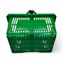 22L Green Plastic Shopping Basket –HDPE, Foldable Handles, Stackable Retail Use