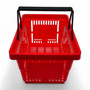 28L Red Retail Shopping Basket, close product view on a white background, evenly lit product image