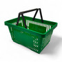 28L Green Retail Shopping Basket, close product view on a white background, tight, centred square layout