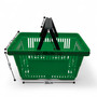 28L Green Retail Shopping Basket, dimension guide on a white background