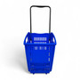 52L Blue Plastic Trolley Basket w/ Wheels & Handle - Supermarket Retail Use, product shown on a white background, full-height product photograph