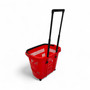 34L Red Trolley Basket w/ Wheels & Handle – Heavy Duty Plastic Shopping Cart