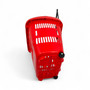 34L Red Trolley Basket w/ Wheels & Handle – Heavy Duty Plastic Shopping Cart