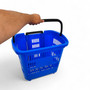 34L Blue Trolley Basket w/ Wheels & Handle – Heavy Duty Plastic Shopping Cart