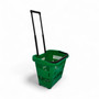34L Green Trolley Basket w/ Wheels & Handle – Heavy Duty Plastic Shopping Cart