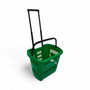 34L Green Trolley Basket w/ Wheels & Handle – Heavy Duty Plastic Shopping Cart