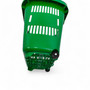 34L Green Trolley Basket w/ Wheels & Handle – Heavy Duty Plastic Shopping Cart