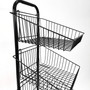 3 Tier Black Wire Basket Stand, close product view on a white background