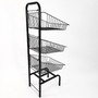 3 Tier Black Wire Basket Stand–Freestanding Display Rack for Bread,Snacks & More