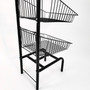 3 Tier Black Wire Basket Stand–Freestanding Display Rack for Bread,Snacks & More