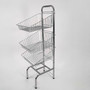 3 Tier Chrome Wire Basket Stand, full-height product view against a light background, full-height product photograph