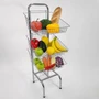 3 Tier Chrome Wire Basket Stand, full-height product view against a light background, balanced, centred square layout