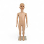 Front view of a child mannequin on a rectangular metal base