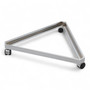 Triangular Chrome Base for Grid Mesh Panels – 3-Way Mobile Display with Castors