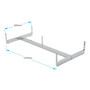 Chrome Gondola Base for Grid Mesh Panels, base detail on a white background, balanced, centred square layout