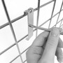 10" Chrome Single Prong Hook for Grid Mesh Panels, product shown against a coloured background