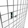 2" Chrome Single Prong Hook for Grid Mesh Panels, product shown against a coloured background