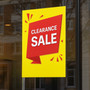 Clearance Sale A1 Poster Retail Window Sign, printed product shown against a dark background