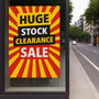 Huge Stock Clearance Sale A1 Poster, printed product shown against a dark background, balanced, centred square layout