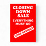 Closing Down Sale Everything must go–Huge Savings Retail Poster,Large,Easy Hang