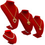 Red Velvet Jewellery Easel Necklace Chain Display Bust Stand Tower Rack for Home, close product view on a white background