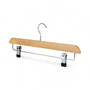 Natural Wooden Trouser Skirt Clip Hanger 36cm with Adjustable Chrome Clips, product shown on a white background, brightly lit product image