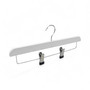 Natural Wooden Trouser Skirt Clip Hanger 36cm with Adjustable Chrome Clips, product shown on a white background, standard product photograph