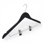 Natural Wooden Coat Hanger 44.5cm with Clips & Notches for Suits Jackets Skirts, tight, centred square layout