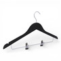 Natural Wooden Coat Hanger 44.5cm with Clips & Notches for Suits Jackets Skirts, standard product photograph